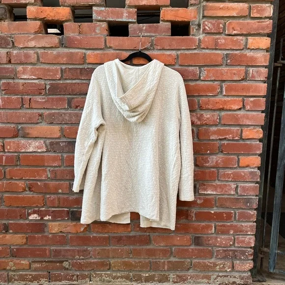 Eileen Fisher Linen Cotton Blend Hooded Cardigan Sweater Size XL - Picture 7 of 7